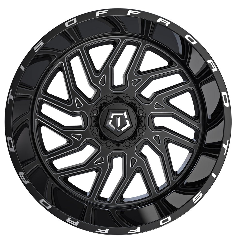 20x12 TIS Off-Road 544BM Gloss Black Milled (* May Require Trimming) 8x180 -44mm - Flex Offroad