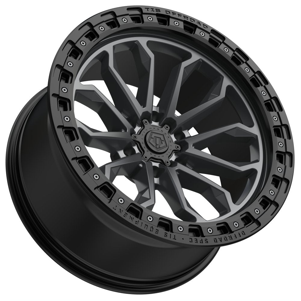 (Clearance - No Returns) 20x10 TIS Off-Road 556AB Satin Anthracite w/ Black Bead Ring 6x120 -19mm