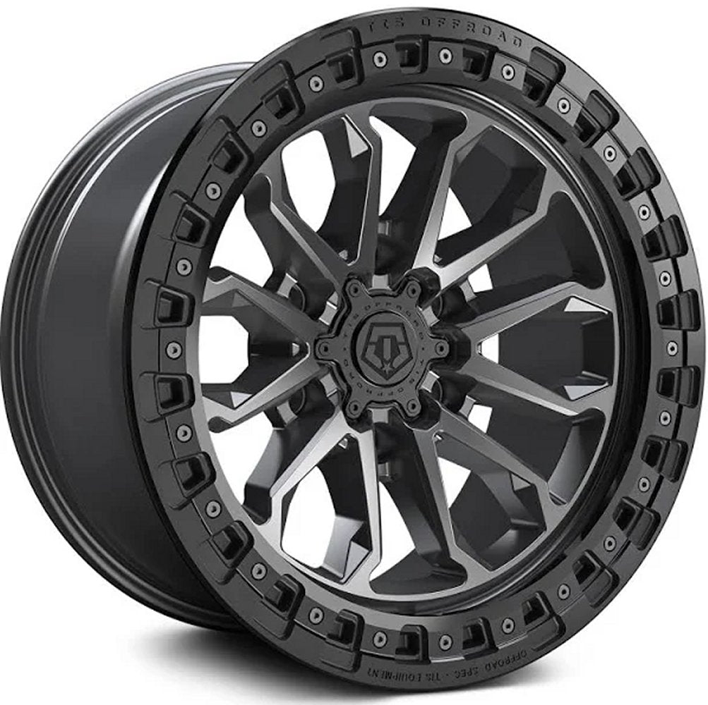 (Clearance - No Returns) 20x10 TIS Off-Road 556AB Satin Anthracite w/ Black Bead Ring 6x120 -19mm