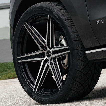 22x9.5 Vossen HF6-2 Matte Black w/ Brushed Face (Hybrid Forged) (Deep Concave) 6x5.5/139.7 20mm - Flex Offroad