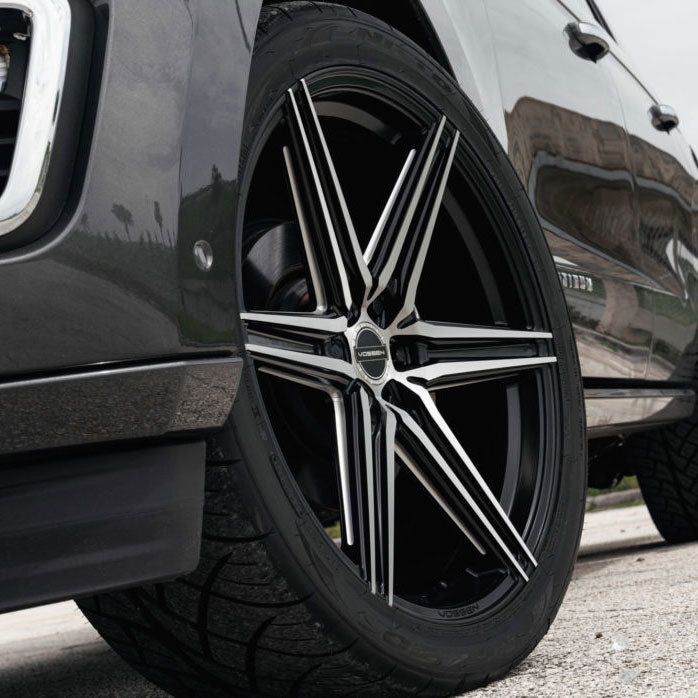 22x9.5 Vossen HF6-2 Matte Black w/ Brushed Face (Hybrid Forged) (Deep Concave) 6x5.5/139.7 20mm - Flex Offroad