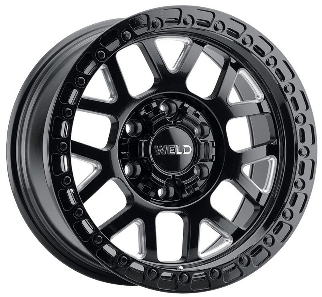 17x9 Weld Off-Road Cinch W105 Gloss Black Milled (Rotary Forged) 5x4.5/114.3 5x5/127 -12mm - Flex Offroad
