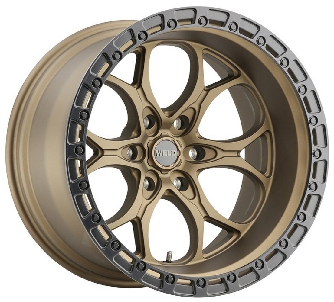 17x9 Weld Off-Road Ledge W106 Satin Bronze w/ Satin Black Lip (Rotary Forged) 6x5.5/139.7 0mm - Flex Offroad