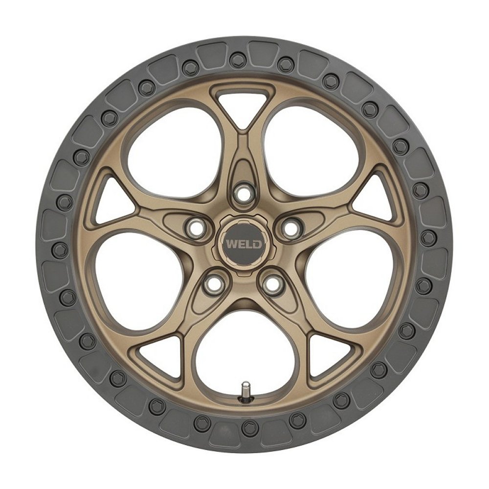 17x9 Weld Off-Road Ledge W106 Satin Bronze w/ Satin Black Lip (Rotary Forged) 5x5/127 0mm - Flex Offroad