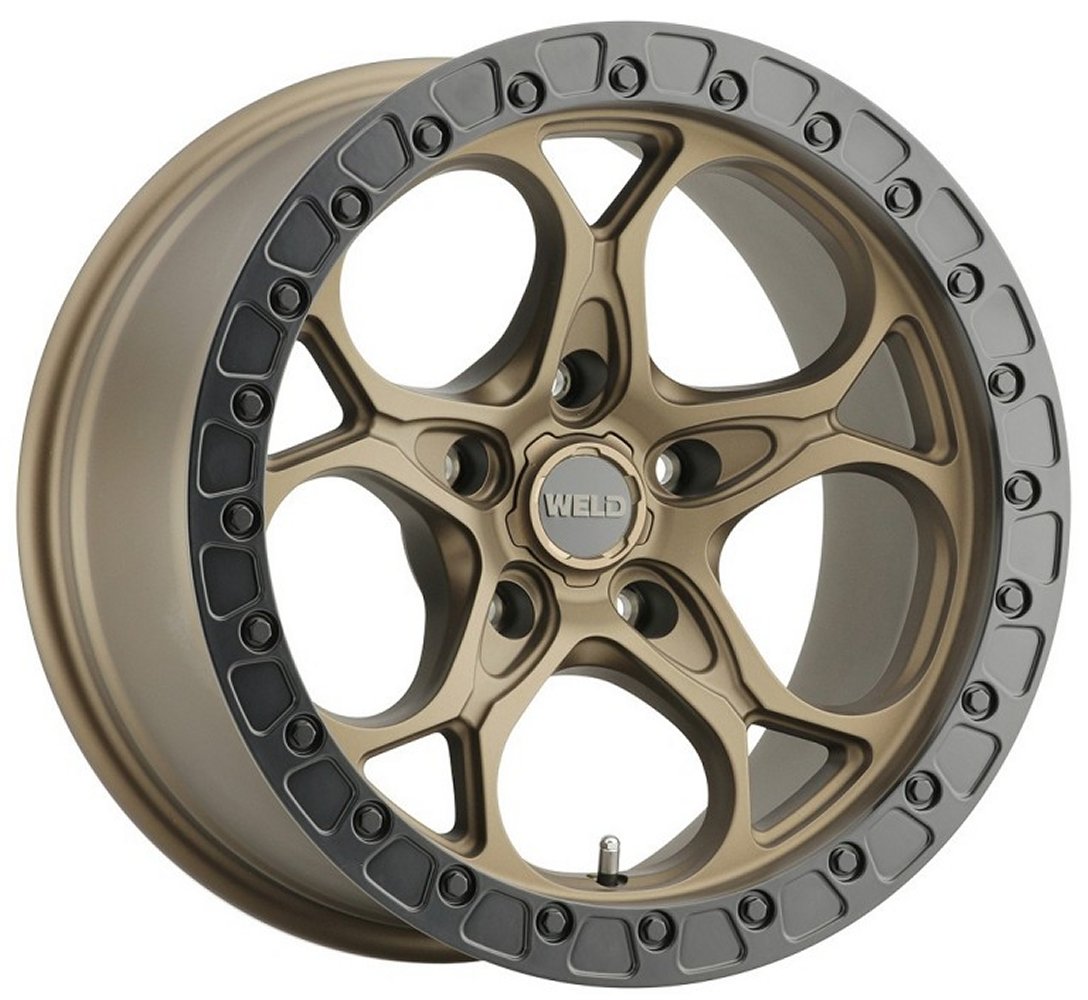 17x9 Weld Off-Road Ledge W106 Satin Bronze w/ Satin Black Lip (Rotary Forged) 5x5/127 0mm - Flex Offroad