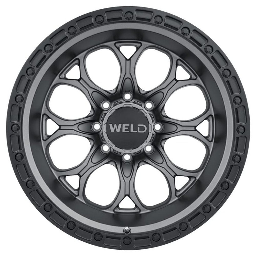 20x9 Weld Off-Road Ledge W107 Satin Gunmetal w/ Satin Black Lip (Rotary Forged) 8x6.5/165 0mm - Flex Offroad