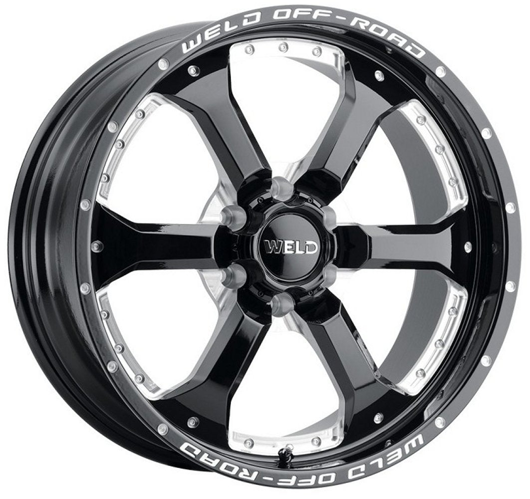 20x12 Weld Off-Road Granada Six W125 Gloss Black Milled (* May Require Trimming) (Rotary Forged) 6x5.5/139.7 -44mm - Flex Offroad