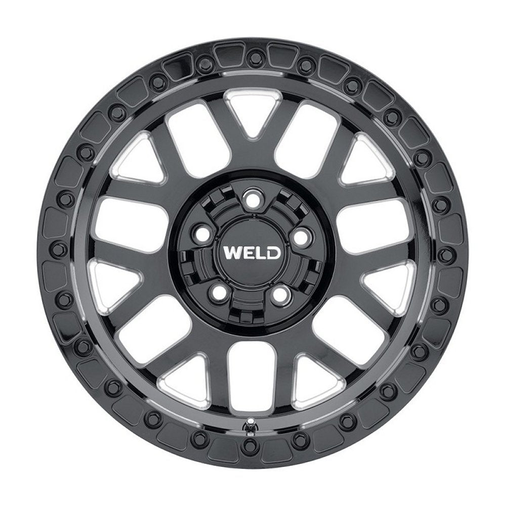 17x9 Weld Off-Road Cinch Beadlock W902 Gloss Black Milled (True Beadlock) (Rotary Forged) 5x5/127 5x5.5/139.7 -12mm - Flex Offroad