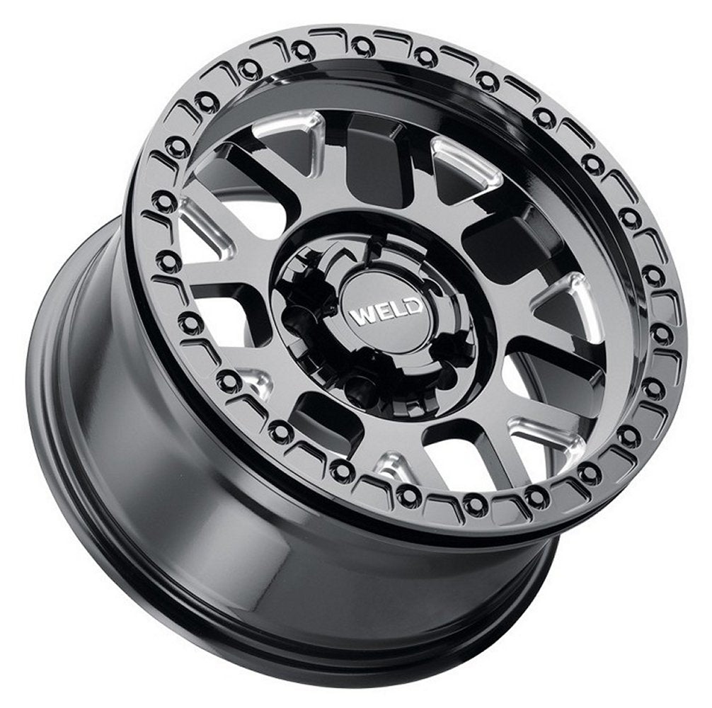 17x9 Weld Off-Road Cinch Beadlock W902 Gloss Black Milled (True Beadlock) (Rotary Forged) 5x5/127 5x5.5/139.7 -12mm - Flex Offroad