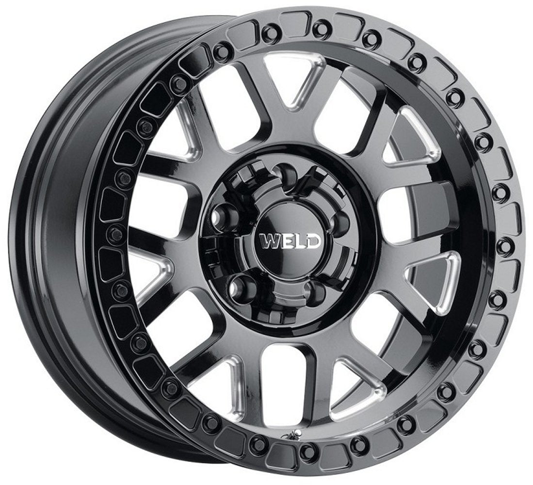 17x9 Weld Off-Road Cinch Beadlock W902 Gloss Black Milled (True Beadlock) (Rotary Forged) 5x5/127 5x5.5/139.7 -12mm - Flex Offroad
