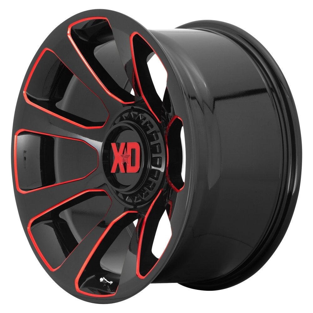 (Clearance - No Returns) 20x10 XD Series XD854 Reactor Gloss Black Milled w/ Red Tint 5x5/127 5x5.5/139.7 -18mm - Flex Offroad
