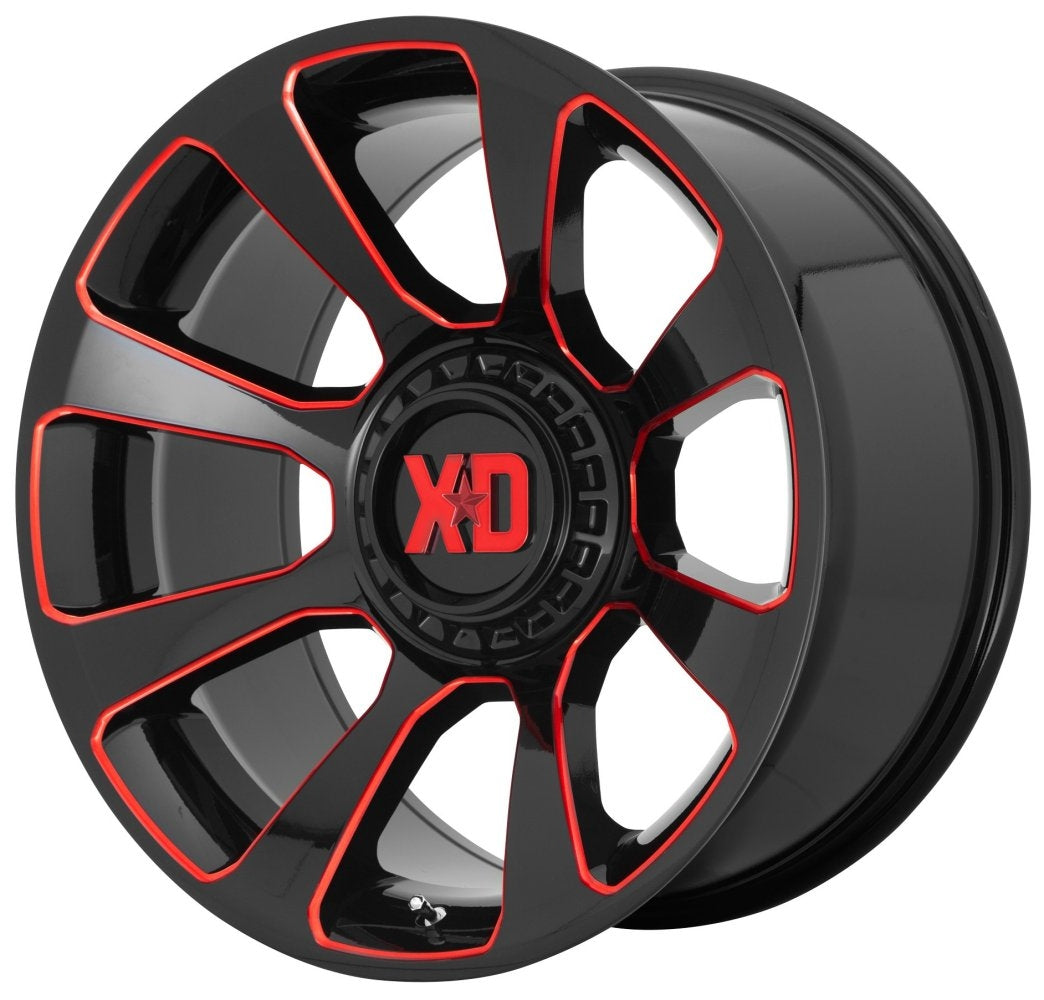 (Clearance - No Returns) 20x10 XD Series XD854 Reactor Gloss Black Milled w/ Red Tint 5x5/127 5x5.5/139.7 -18mm - Flex Offroad